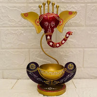 Intricately Crafted Spiritual Decor Ganesha with Tealight Candle Holder