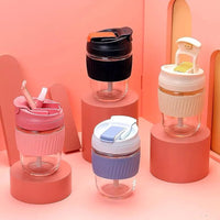 Glass Tumbler with Airtight Lid and Straw